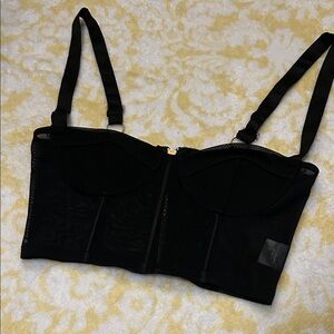 White Fox Boutique Black Mesh Crop Top